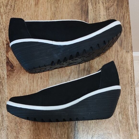 Fly London Black and White Women's Wedges - Picture 3 of 8